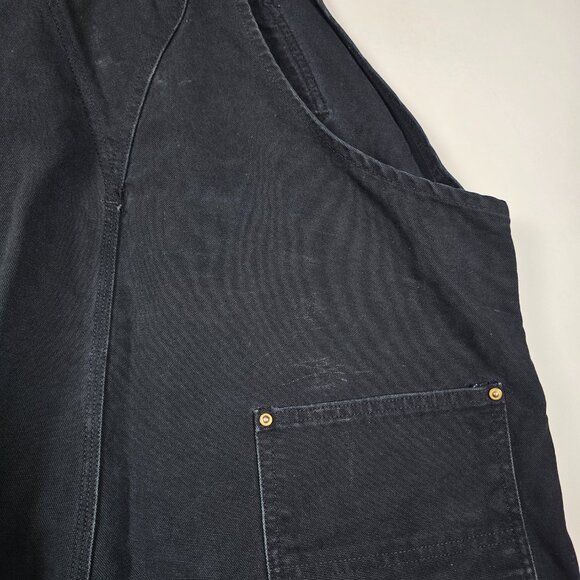 Carhartt Distressed Double Knee Workwear Men XL Black Denim Overalls - Picture 6 of 9